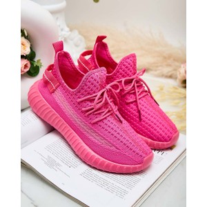 Różowe buty sportowe Royalfashion.pl sznurowane w sportowym stylu