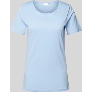 Niebieski t-shirt S.Oliver z okrągłym dekoltem z krótkim rękawem w stylu casual