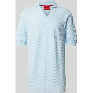 Niebieska koszulka polo Hugo Boss w stylu casual z krótkim rękawem z bawełny