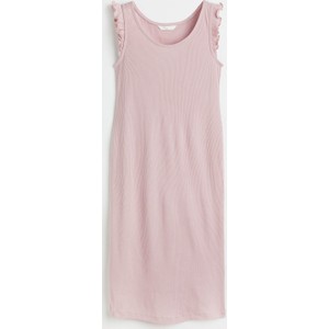 Różowa sukienka H & M z okrągłym dekoltem bez rękawów w stylu casual