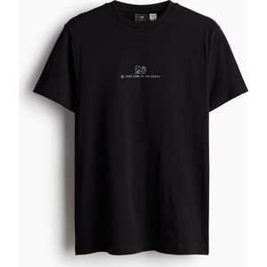 Czarny t-shirt H & M z krótkim rękawem w stylu klasycznym