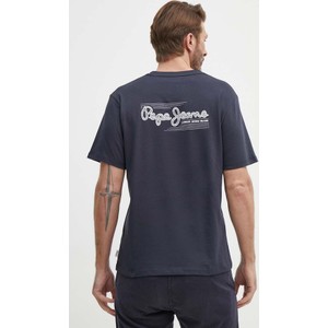 Granatowy t-shirt Pepe Jeans w młodzieżowym stylu z krótkim rękawem z bawełny