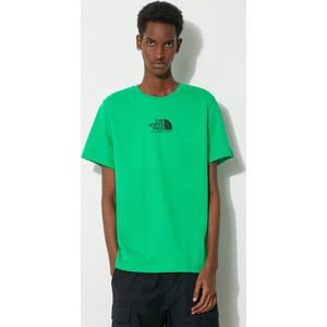 Zielony t-shirt The North Face w sportowym stylu z nadrukiem z bawełny
