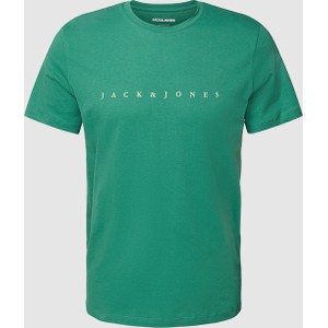 Zielony t-shirt Jack & Jones z nadrukiem z krótkim rękawem