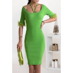 Zielona sukienka IVET z tkaniny