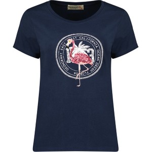 Granatowy t-shirt Geographical Norway z krótkim rękawem w młodzieżowym stylu