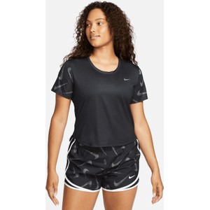 Czarna bluzka Nike w sportowym stylu z krótkim rękawem z okrągłym dekoltem