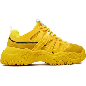 Żółte buty sportowe Patrizia Pepe sznurowane z płaską podeszwą