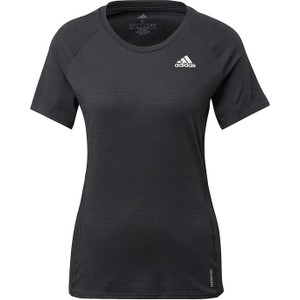 Czarna bluzka Adidas z okrągłym dekoltem w sportowym stylu z krótkim rękawem