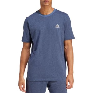 Niebieski t-shirt Adidas w sportowym stylu z krótkim rękawem z bawełny