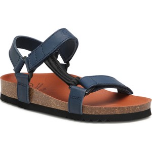 Granatowe sandały Scholl z klamrami w stylu casual ze skóry ekologicznej