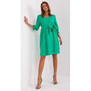 Zielona sukienka Lakerta w stylu casual z długim rękawem z okrągłym dekoltem