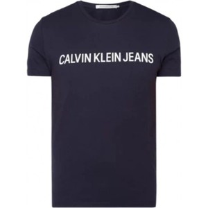 Granatowy t-shirt Calvin Klein w młodzieżowym stylu z bawełny