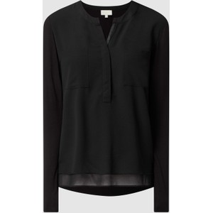 Czarna bluzka Peek&Cloppenburg z dekoltem w kształcie litery v z długim rękawem