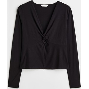 Czarna bluzka H & M z dekoltem w kształcie litery v z dżerseju