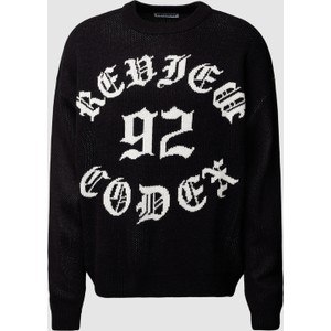 Czarny sweter Review z nadrukiem w młodzieżowym stylu