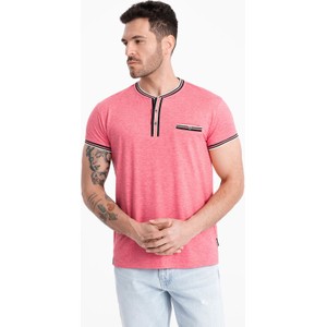 Różowy t-shirt Ombre z jedwabiu z krótkim rękawem