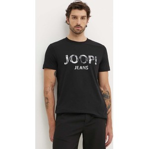 Czarny t-shirt Joop! w młodzieżowym stylu z krótkim rękawem z nadrukiem
