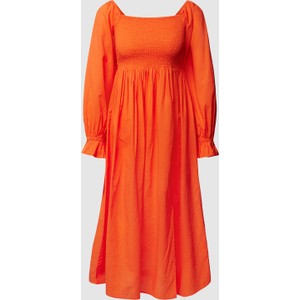 Pomarańczowa sukienka Jake*s w stylu casual z okrągłym dekoltem z długim rękawem