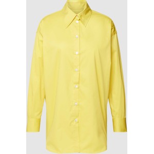Żółta bluzka Seidensticker z kołnierzykiem z bawełny z długim rękawem