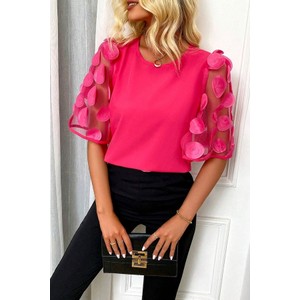 Różowa bluzka IVET z długim rękawem w stylu casual