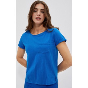 Niebieski t-shirt Moodo.pl z krótkim rękawem w stylu casual