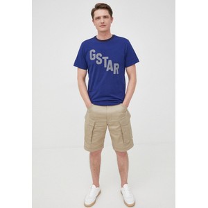 Granatowy t-shirt G-Star Raw z nadrukiem w młodzieżowym stylu z bawełny