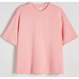 Różowy t-shirt Reserved w stylu casual