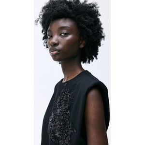 Czarny top H & M z dżerseju z okrągłym dekoltem