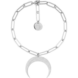Manoki Bransoletka łańcuch srebrny księżyc ze stali szlachetnej