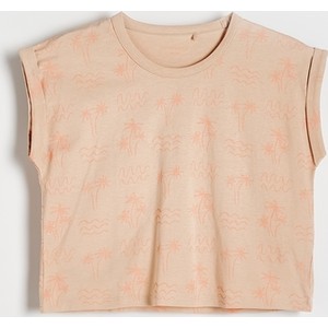 Pomarańczowa bluzka dziecięca Reserved z bawełny dla dziewczynek