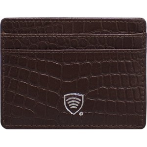 Koruma Skórzane etui antykradzieżowe na karty zbliżeniowe RFID (Brązowy, Croco)