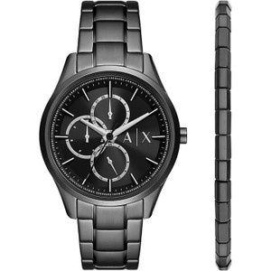 Armani Exchange zegarek i bransoletka kolor czarny