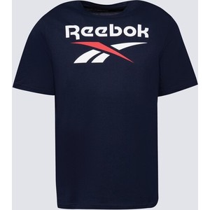 Granatowy t-shirt Reebok w sportowym stylu