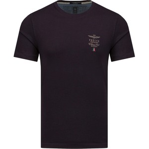 Granatowy t-shirt Aeronautica Militare z krótkim rękawem z bawełny