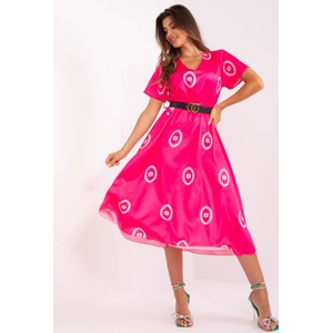 Różowa sukienka ITALY MODA z dekoltem w kształcie litery v midi