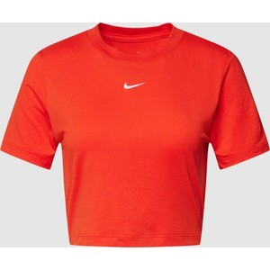 Czerwona bluzka Nike z okrągłym dekoltem z krótkim rękawem