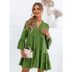 Zielona sukienka Pakuten mini z długim rękawem