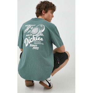 Zielony t-shirt Dickies w młodzieżowym stylu z krótkim rękawem z bawełny