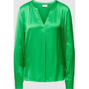 Zielona bluzka Peek&Cloppenburg z dekoltem w kształcie litery v z długim rękawem