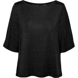 Czarna bluzka Vero Moda z okrągłym dekoltem w stylu casual
