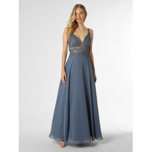 Niebieska sukienka Luxuar Fashion z dekoltem w kształcie litery v