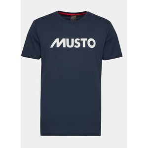 Granatowy t-shirt Musto z krótkim rękawem w młodzieżowym stylu