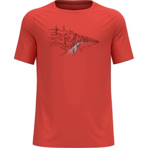 Czerwony t-shirt ODLO z krótkim rękawem w sportowym stylu