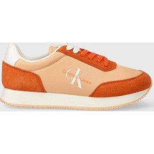 Pomarańczowe buty sportowe Calvin Klein z płaską podeszwą