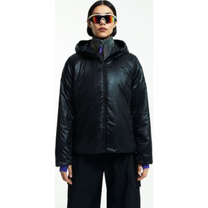 Czarna kurtka H & M w stylu casual z kapturem ocieplenie