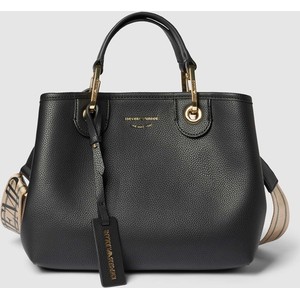 Czarna torebka Emporio Armani w stylu glamour duża na ramię