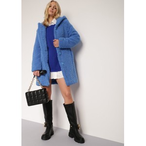 Niebieska kurtka Renee w stylu casual długa bez kaptura