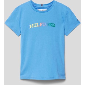 Niebieska bluzka dziecięca Tommy Hilfiger dla dziewczynek z bawełny