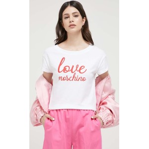 T-shirt Love Moschino z krótkim rękawem z bawełny w młodzieżowym stylu